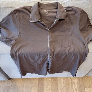 Todd Snyder Brown Casual Button Down Shirt with Camp Collar, Montauk tipped